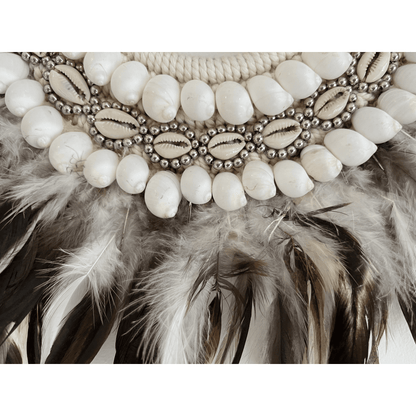 Shell and Feather Necklace with Stand