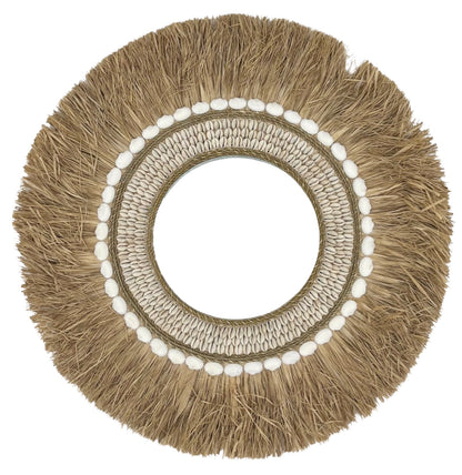 Raffia and Shell Mirror