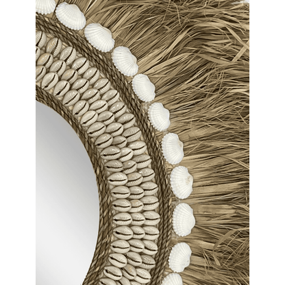 Raffia and Shell Mirror