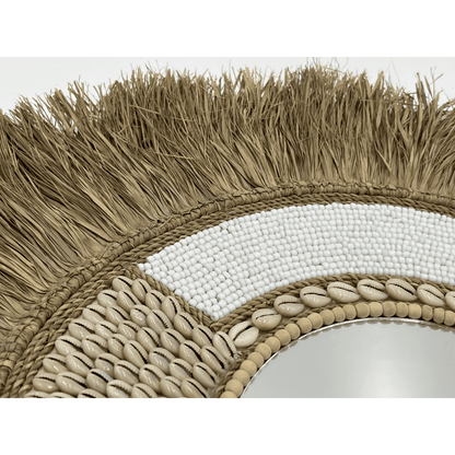 Raffia Shell and Bead Mirror