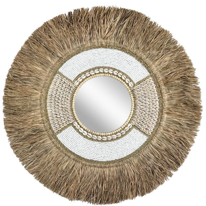 Raffia Shell and Bead Mirror