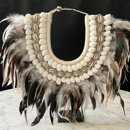 Shell and Feather Necklace with Stand